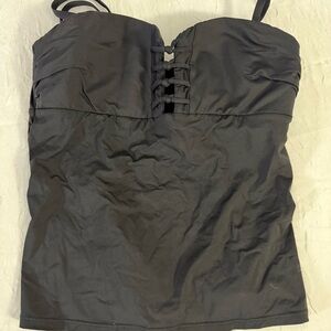 Black Swimsuit Top with Lattice Detail